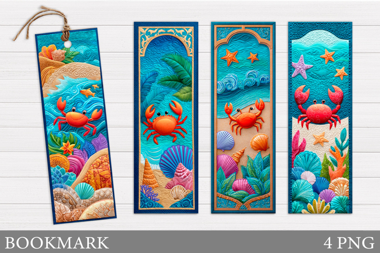 Crab Bookmark Design. Sea Bookmark Printable