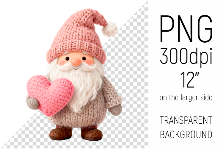 Knitted Gnome with Heart | Be My Valentine Clipart