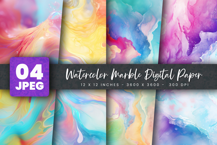 Watercolor Marble Digital Paper