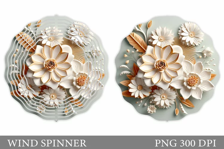 Flowers Spinner Sublimation. 3D Flowers Wind Spinner