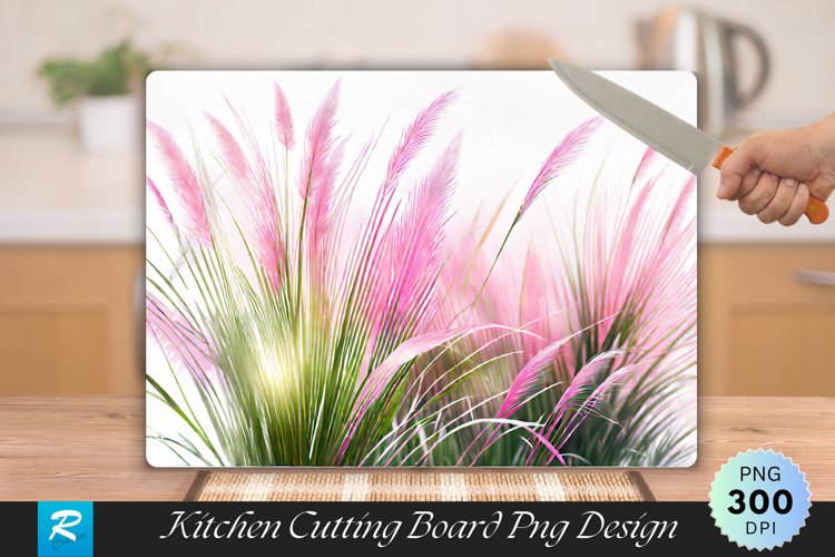 Pink Grass Cutting Board Sublimation Design example image 1