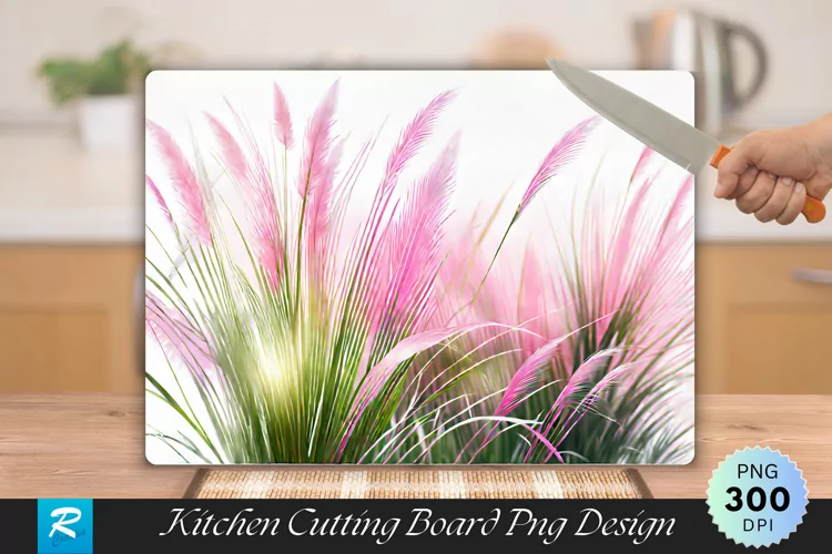 Pink Grass Cutting Board Sublimation Design