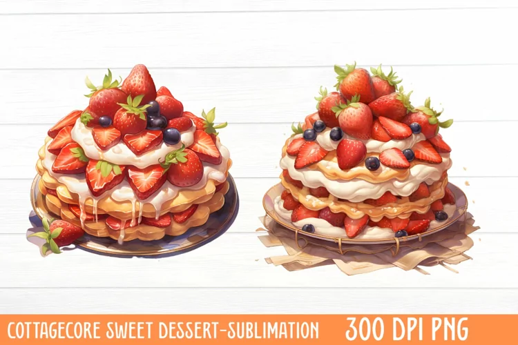 Cottagecore Sweet Dessert Sublimation, Watercolor Clipart