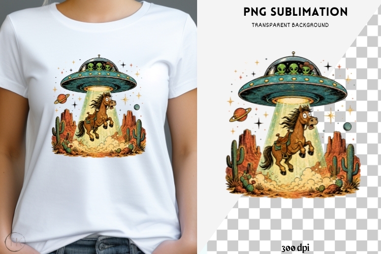 UFO horse png design for T-shirts