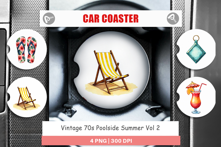 Vintage 70s Poolside Summer Car Coaster