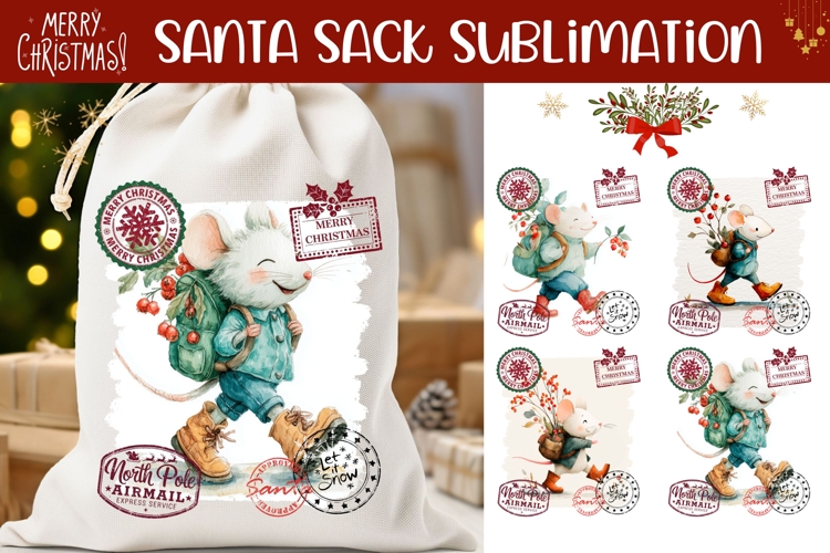 Christmas Mouse Santa Sack, Christmas Santa Sack Template