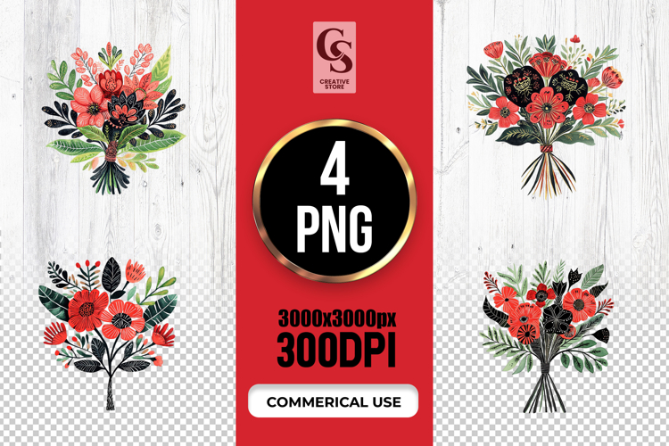 Watercolor Floral Bouquet Clipart PNG