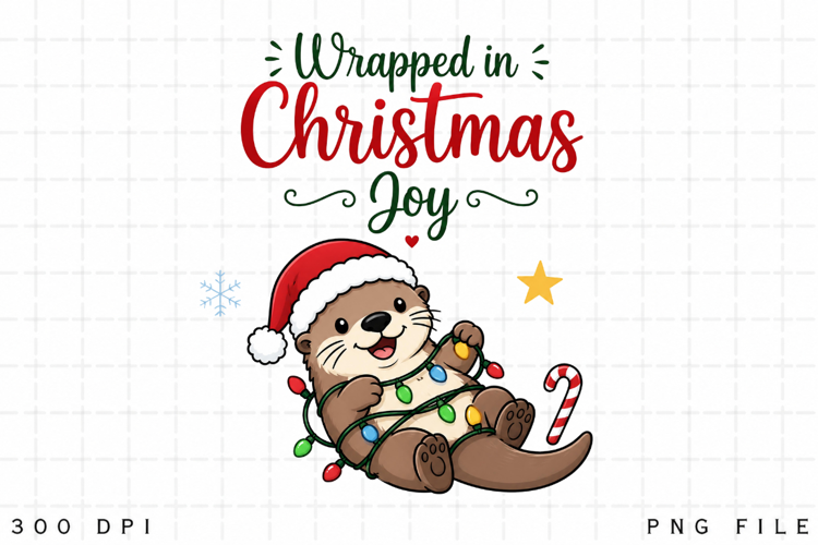 Cute Christmas Otter PNG,Wrapped in Christmas Joy Sublimatin