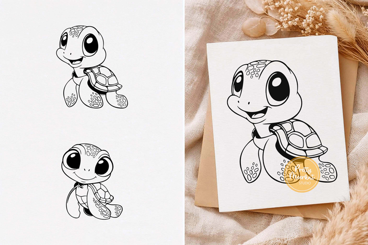 Cute Sea Turtle svg, Baby Turtle Clipart, Sea Turtle svg