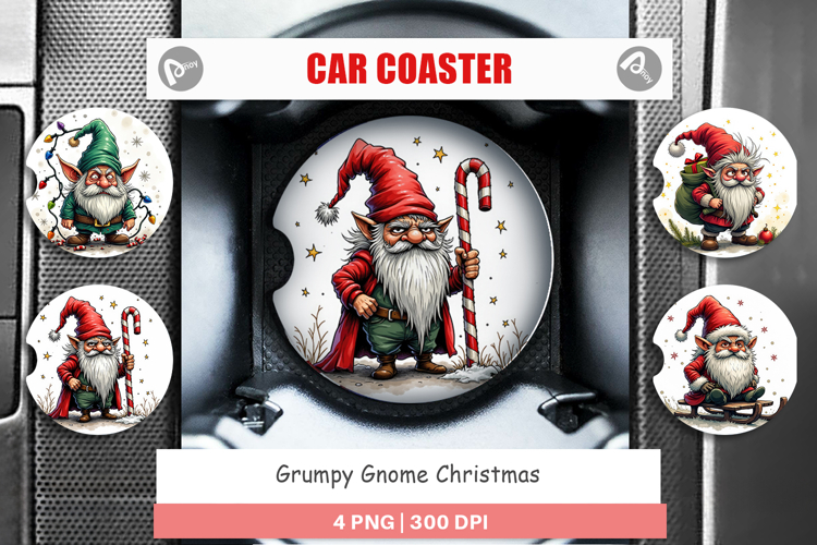 Car Coaster Grumpy Gnome Christmas
