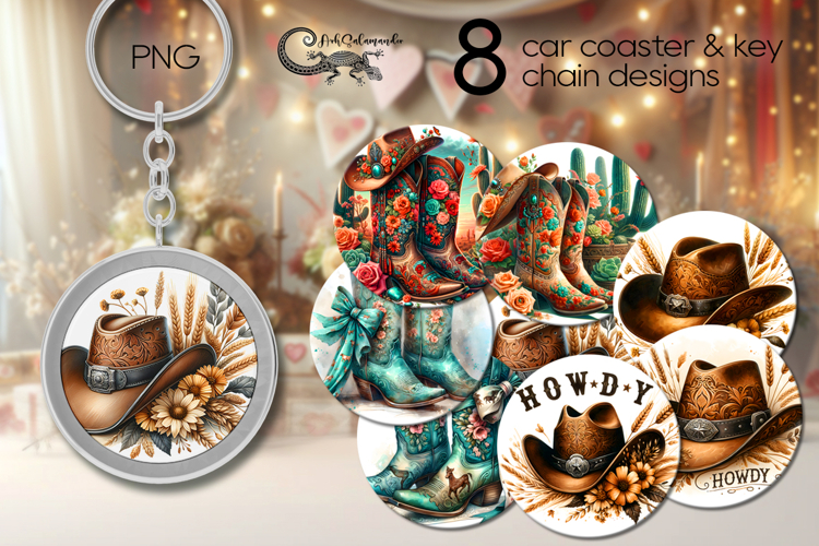 Western | american coaster   key chain sublimation design