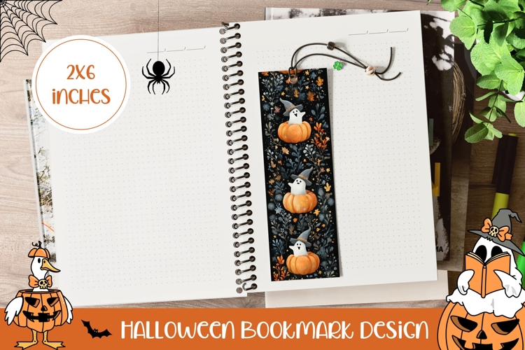 Halloween Pumpkins Bookmark, Halloween Ghost Bookmark Print