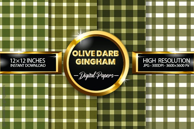 Olive Darb Gingham Digital Papers 04 Variations