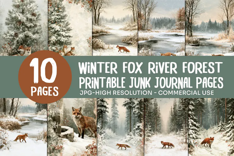 Winter Fox River Forest Junk Journal Pages