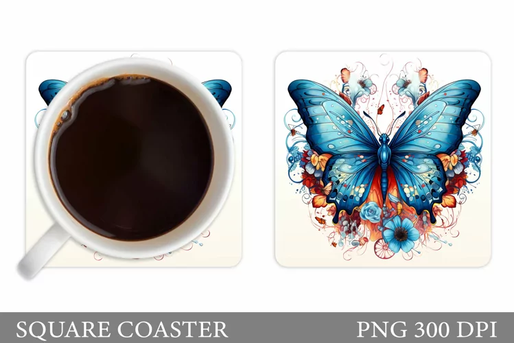 Butterfly Coaster Design. Butterfly Sublimation