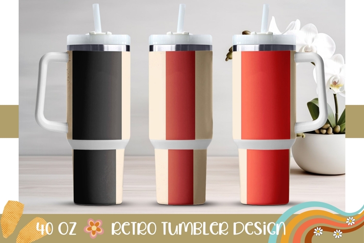 Retro Stripes Tumbler Wrap, Retro 40 Oz Tumbler Template