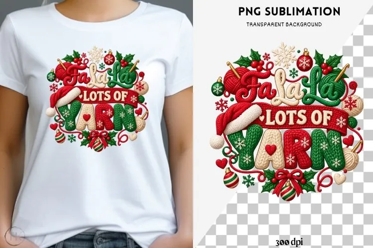Christmas crochet png design for T-shirts