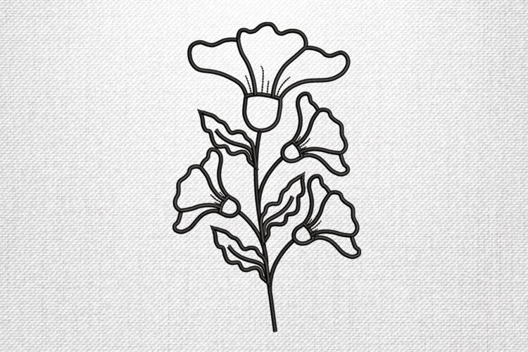 Elegant Bell Flower Outline Embroidery Design example image 1