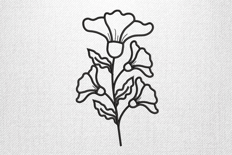 Elegant Bell Flower Outline Embroidery Design