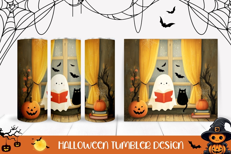 Kids Halloween Ghost Tumbler, Halloween Black Cat Tumbler