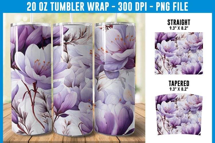 Crocuses Flower Tumbler Wrap | Flower Tumbler Sublimation