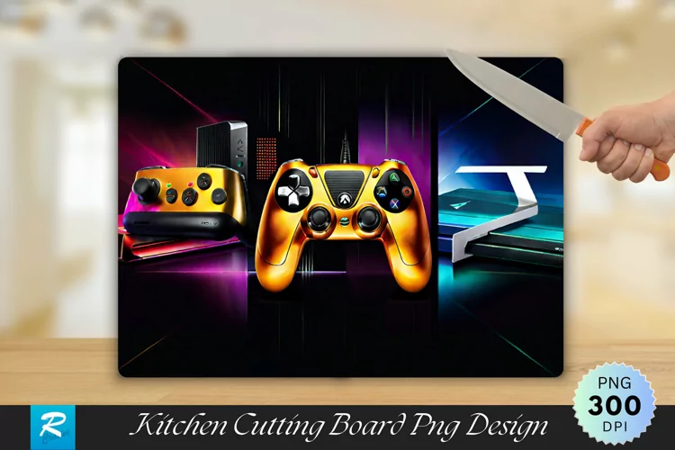 Gaming Console Background Cutting Board Sublimation Design
