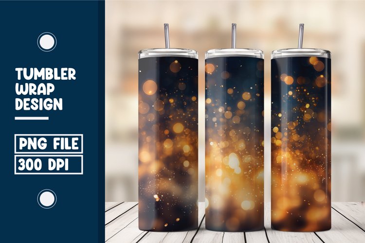 Golden Bokeh Lights Tumbler Wrap design example image 1