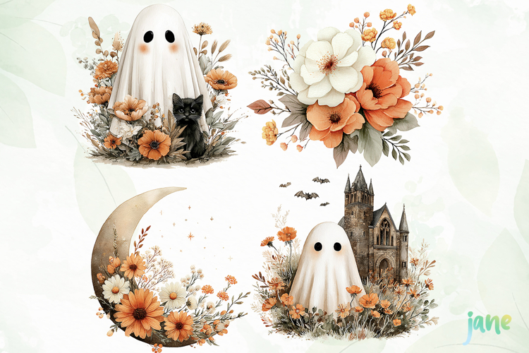 Wildflower Halloween Ghosts
