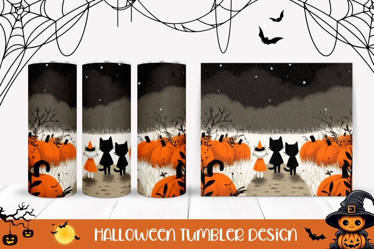 Cute Halloween Cats Tumbler, Halloween Pumpkins Tumbler