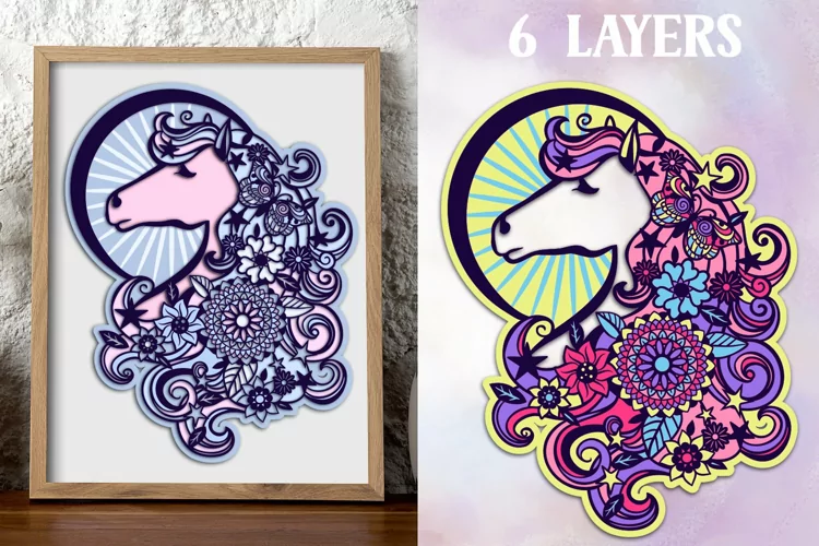 Laser Cut Unicorn 6 SVG layers
