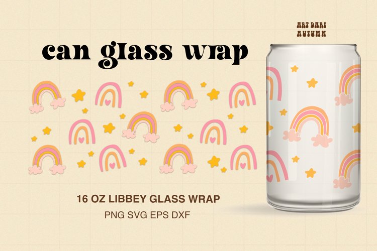 Retro Rainbow Wrap For Libbey Can Glass| Boho SVG