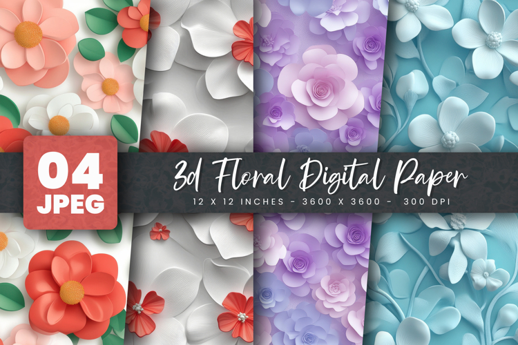 3d Floral Digital Paper