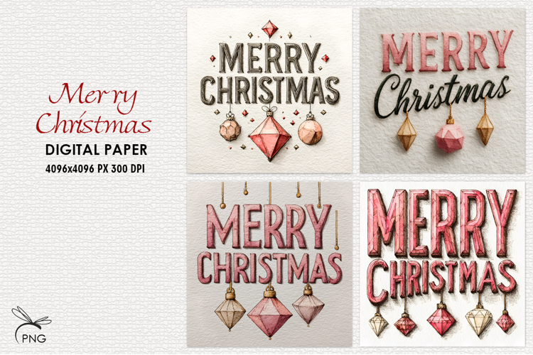 Merry Christmas digital paper, background clipart