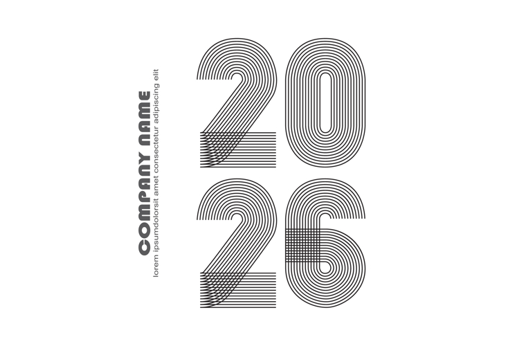 Modern minimal cover background with 2026 Line art numbers