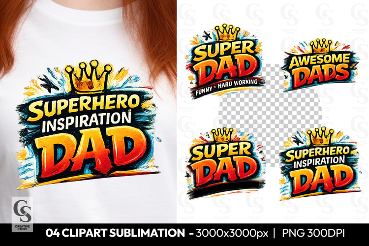 Superhero Dad Sublimation Clipart PNG Design