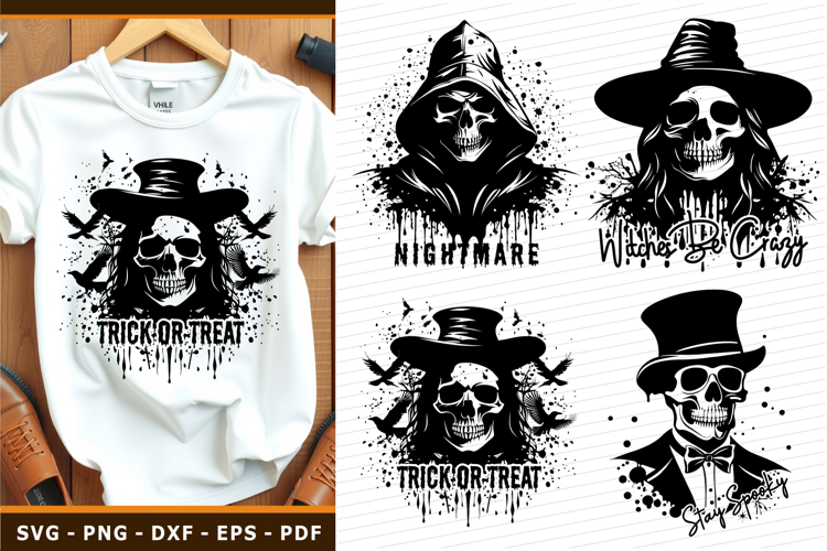 Halloween SVG T shirt Designs, Skeleton, Scary Halloween SVG