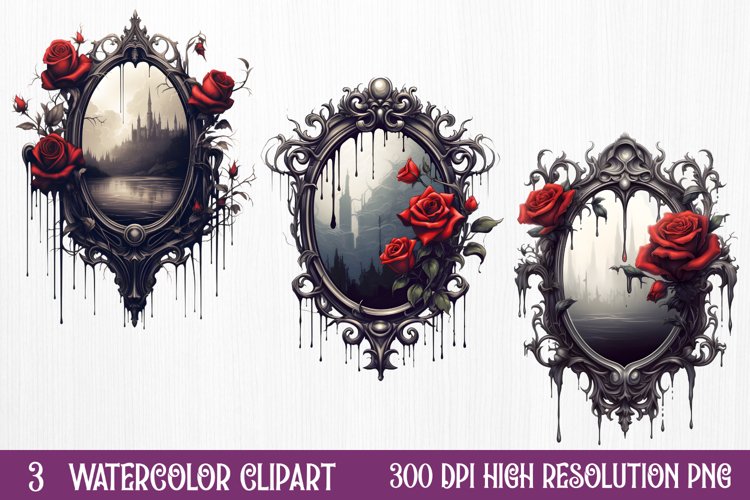 Gothic Halloween Watercolor Clipart PNG, Halloween PNG