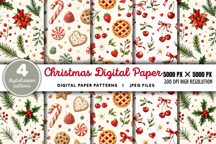 Christmas Digital Paper Backgrounds JPG