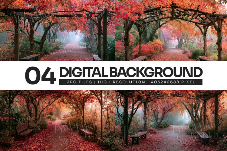 Autumn Garden Pathway Nature Background example image 1