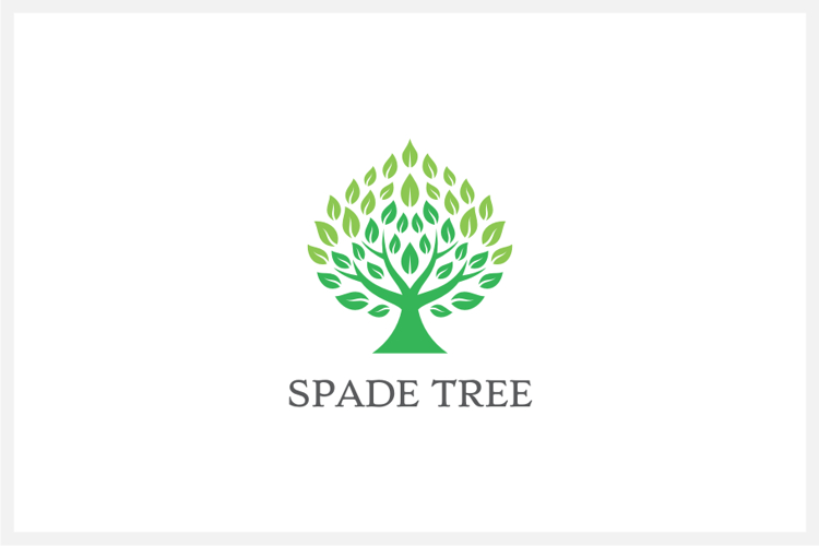 Spade Tree Logo Design Vector Illustration