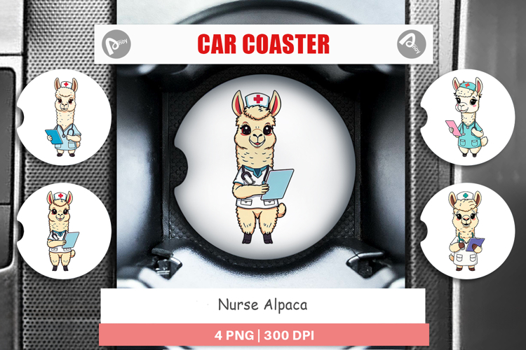 Car Coaster Nurse Alpaca