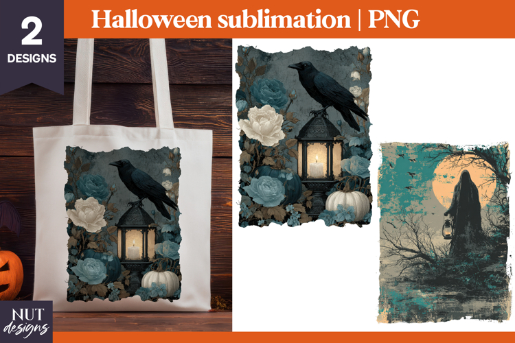 Raven Lantern Halloween tshirt design Halloween sublimation