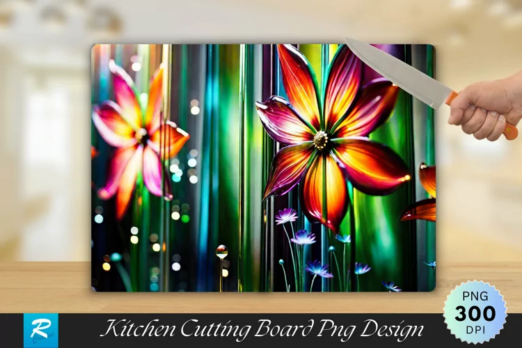 Glass Wall Flowers Art Cutting Board Sublimation Design