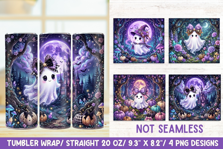 Coquette Forest Ghost 20 OZ Skinny Tumbler Wrap Png.