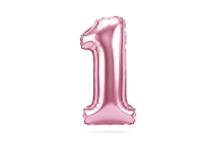 Pink Metallic Number 1 Foil Balloon Party Decoration example image 1