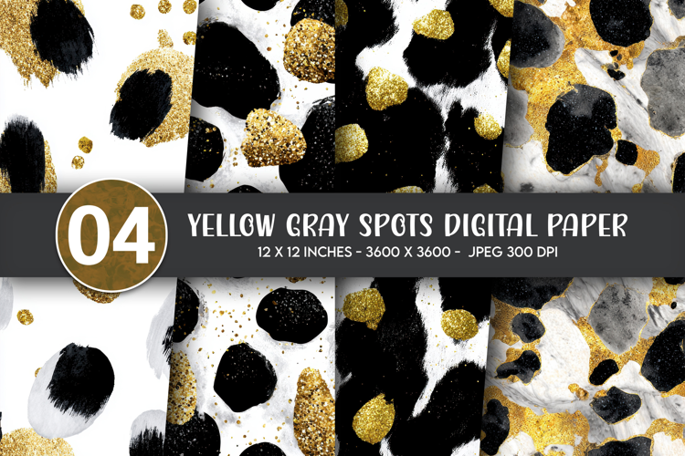 Yellow Gray Spots Digital Paper