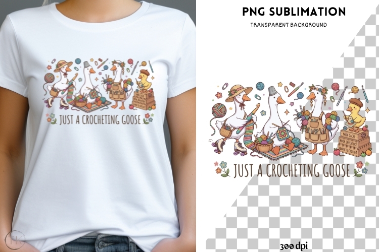 Crocheting geese png design for T-shirts