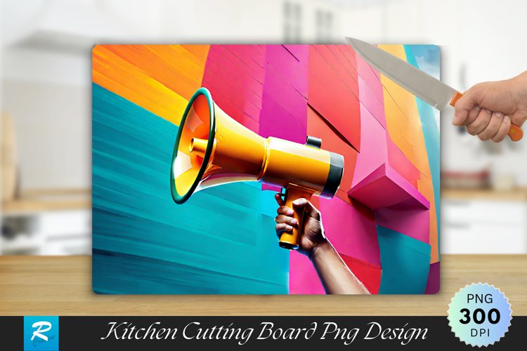 Holding Megaphone Cutting Board Sublimation Design