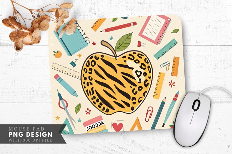 Playful Apple Design with Animal Prints Mouse Pad PNG