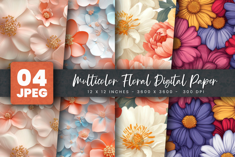 Multicolor Floral Digital Paper